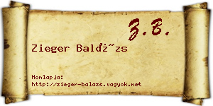 Zieger Balázs névjegykártya